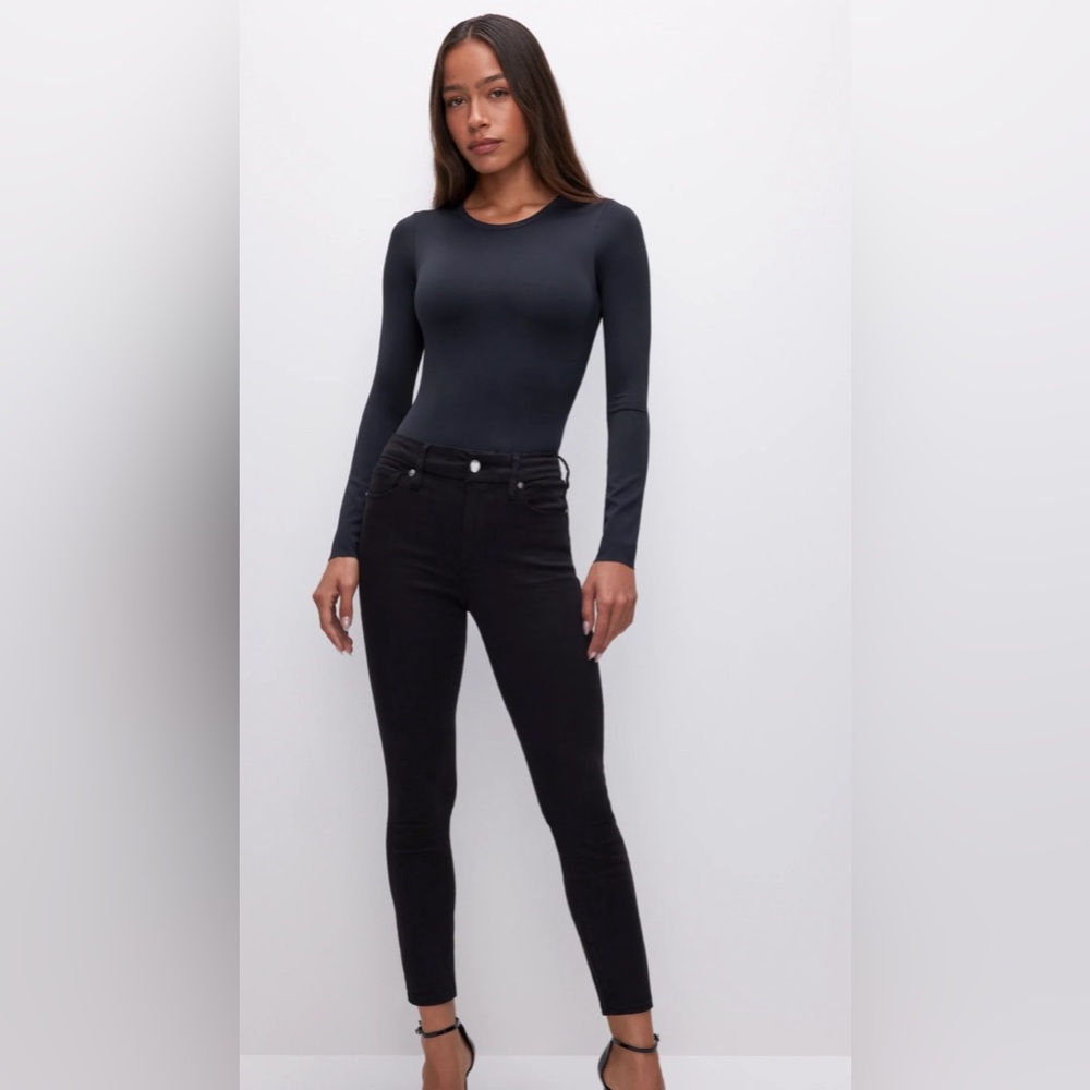 NWT - GOOD AMERICAN “GOOD WAIST Skinny Cropped Jeans” High Waist, Charcoal,12/31
